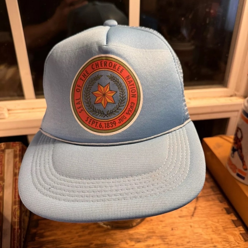 VTG Seal of the Cherokee Nation Snapback Trucker Hat, Blue Cap Sept. 6, 1839